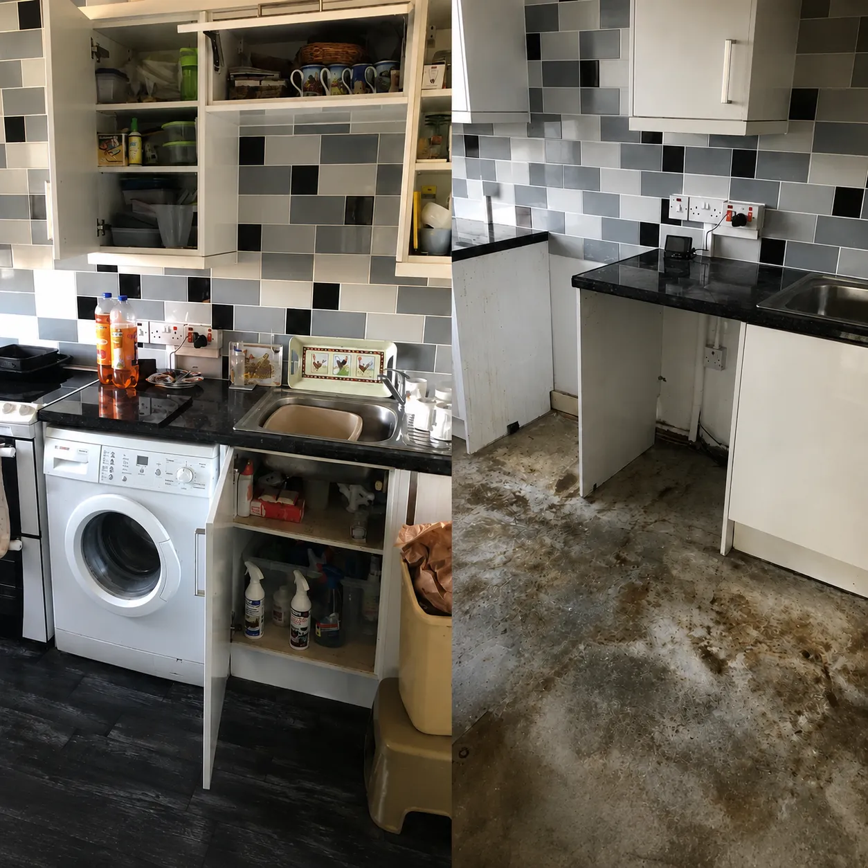 Before and after: a tired kitchen cleared ready for refit